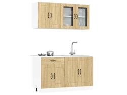 Mueble Cocina Kalmar Roble Sonoma 4 Uds Madera Contrachapada