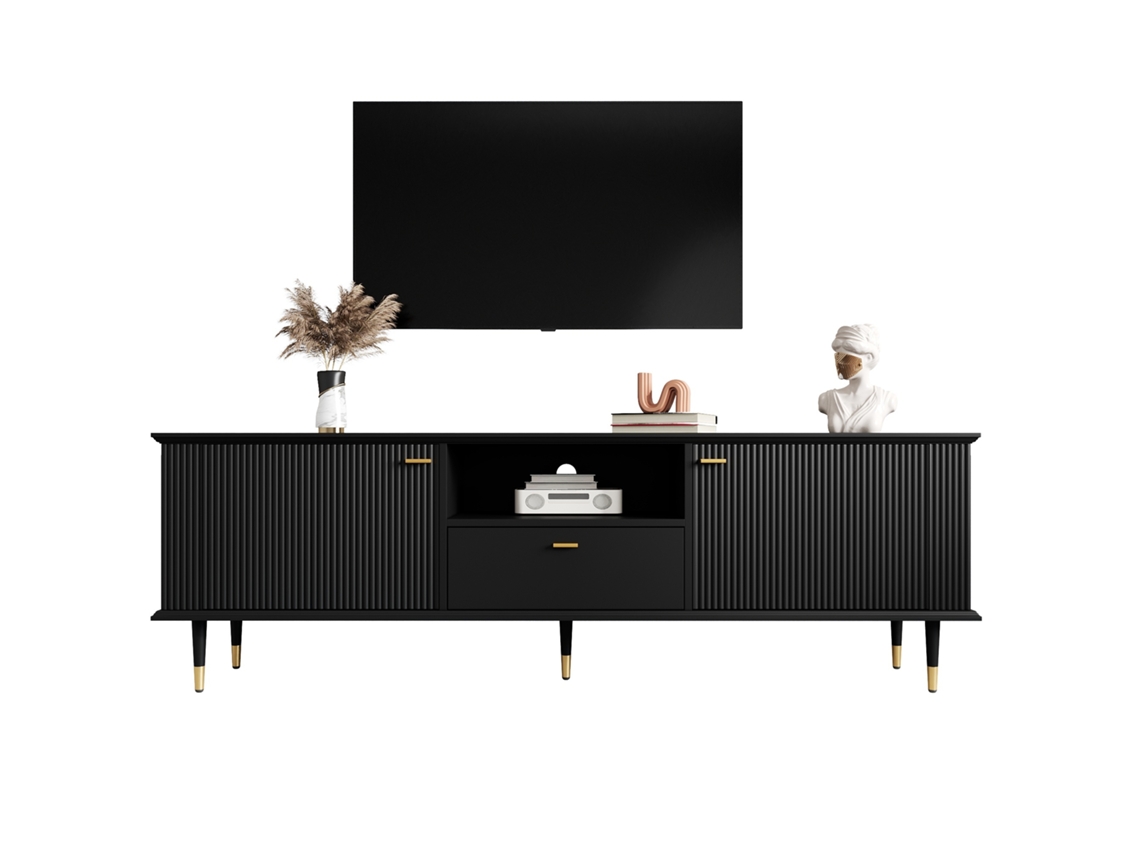 Mueble De Tv Moderno Con Cajones Y Compartimentos, Acabado Texturizado.