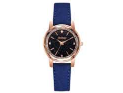 Reloj De Pulsera De Cuarzo De Moda, Estilo Casual Sencillo Con Diamantes De Imitación, Piel Sintética (azul)