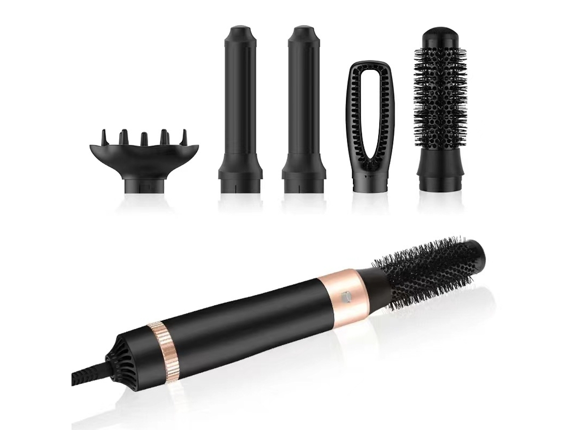 Secador De Cabello Multifuncional Cinco En Uno De Alta Potencia, Alisador Y Secador De Cabellos Rizados Negro Veanxin