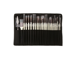 RNEMITERY Set de 24 Piezas Pinceles y Espátulas para Pintura, con Bolsa de Tela, para Acrílico, Óleo, Acuarela y Gouache, Multitamaño