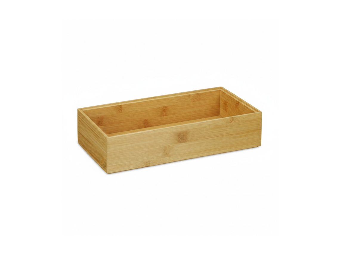 Relaxdays Caja Organizadora De Bambú Apilable, Aspecto Natural, Para Cocina Y Baño, 7 X 30 X 15 Cm
