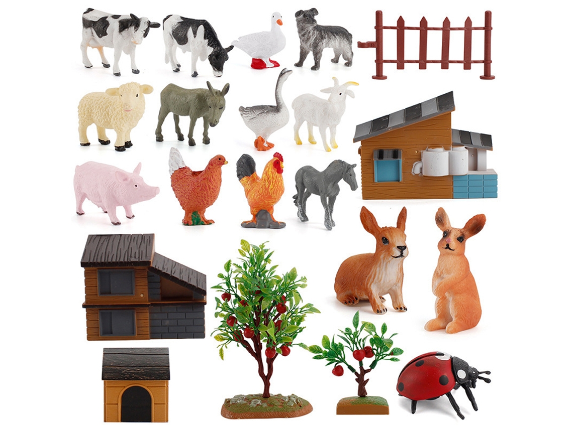 Ats-set De Figuras De Animales Miniatsura Granja Modelos Accesorios Escena Miniatsura Juguete Educatsivo Regalo Para Niños