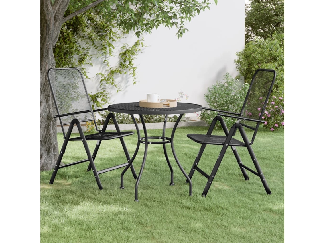 Mesa de jardín LOVELY HOME de malla de metal expandido en color antracita (80 x 72 cm)