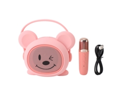 Máquina De Karaokê Portátil Para Crianças Com Microfone E Alto-falante Desenho Animado Rosa Rato