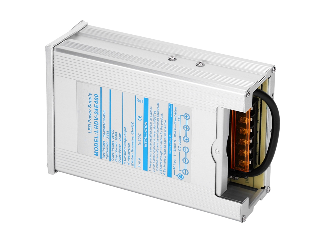 Fuente De Alimentación Conmutada Resistente A La Lluvia Para Led De 400 W Y 24 V, Fabricada En Aleación De Aluminio, Con Controlador Lhdv-24e400.