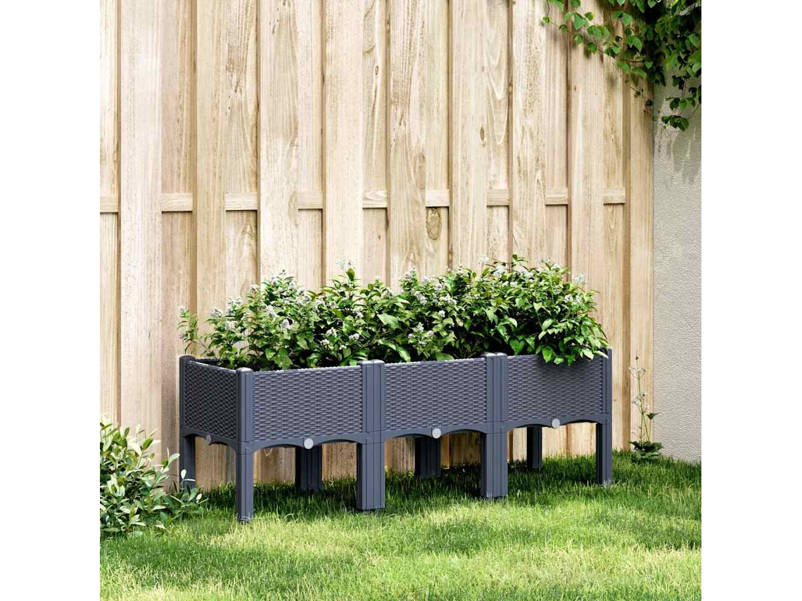 Jarron/floreira De Jardim C/ Pernas 120x40x42 Cm Pp Cinza Dkd Home Decor
