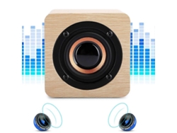 Yunzii - Minialtavoz inalámbrico Bluetooth de madera amarilla, pequeño, con carga USB y cubo portátil