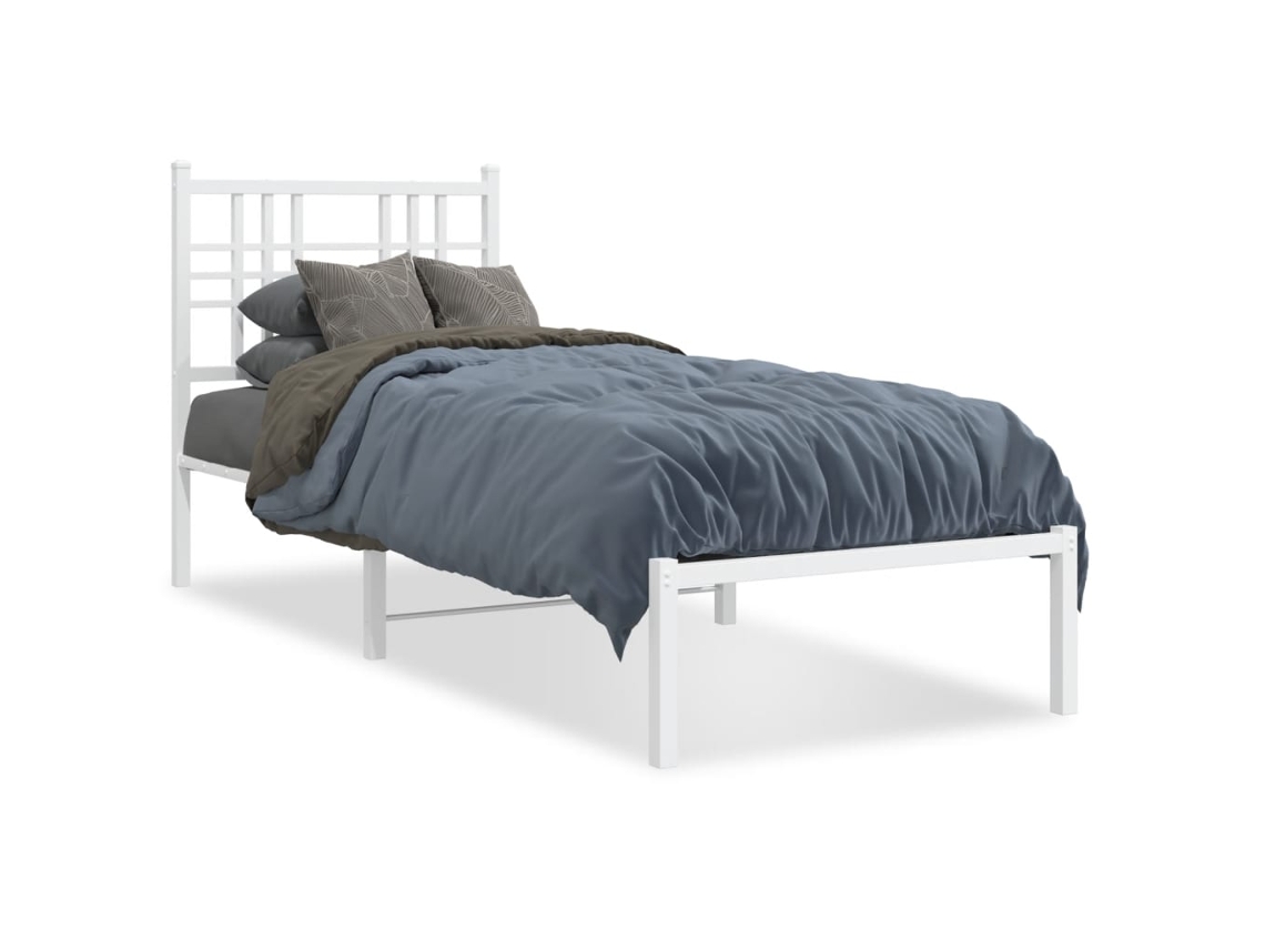Maison Exclusive - Estructura Cama Sin Colchón Con Cabecero Metal Blanco 80x200 Cm