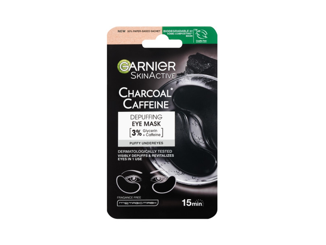 Parches para ojos antibolsas con cafeína y carbón de Garnier (5 g) revitalizan y refrescan la mirada