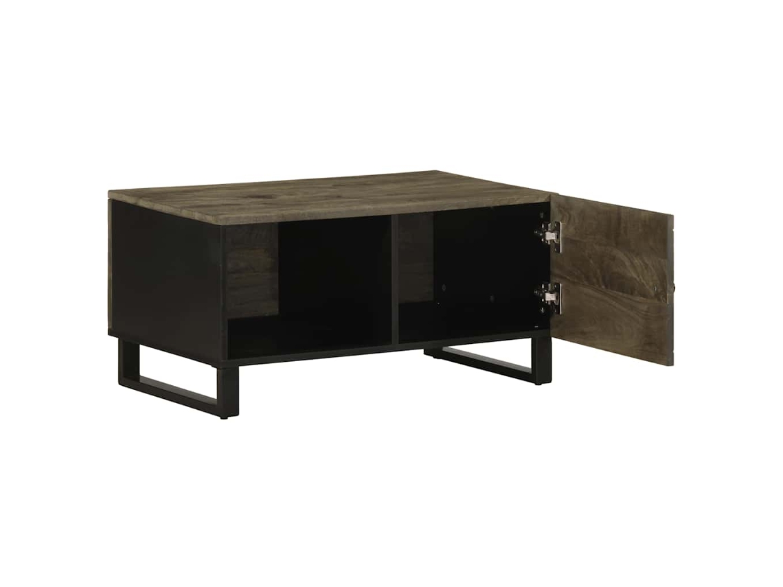 Mesa de centro de 80x50x40 cm, madera maciza de mango, color negro, HARLANV1