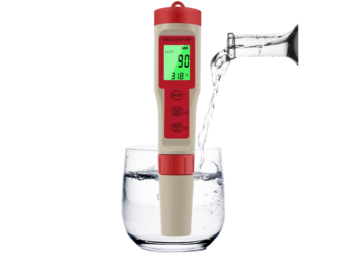 Medidor Portátil 4 En 1 De Calidad Del Agua Con Medición De Ph, Tds, Ec Y Temperatura, Con Pantalla Retroiluminada.