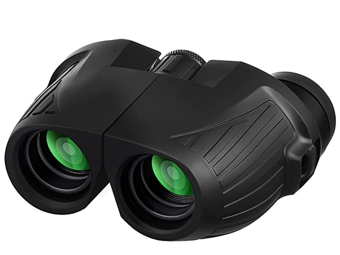 Binoculares compactos 12x25 con visión nocturna en condiciones de poca luz para niños, impermeables, para caza al aire libre, Bestvite (negros)