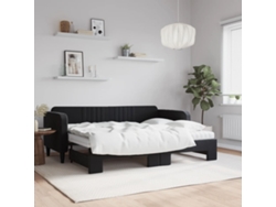 Sofá Cama Nido Con Colchón Terciopelo Negro 80x200 Cm