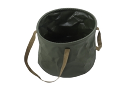 Cubo plegable verde de 20 litros, ligero, multifuncional, portátil para acampar al aire libre.