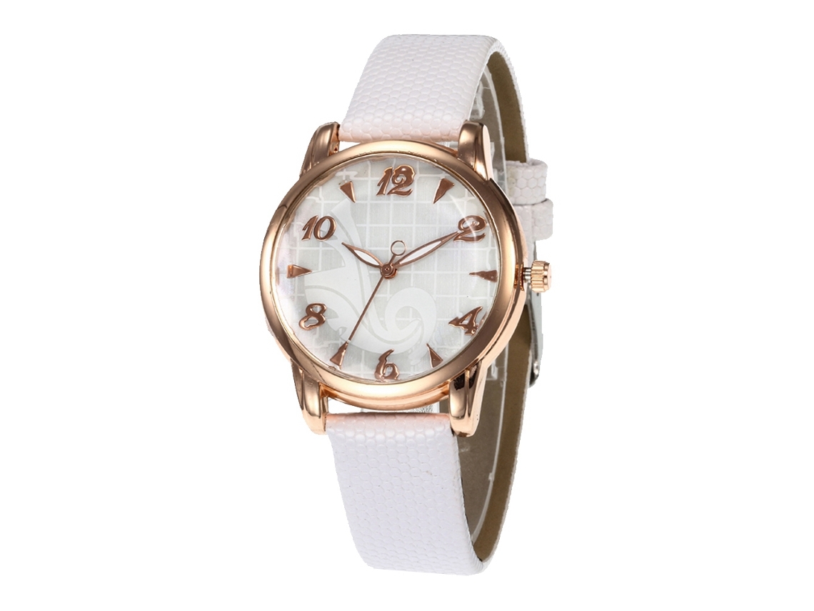 Reloj De Pulsera De Cuero Para Mujer, Estilo Formal E Informal, Cuarzo, Blanco.
