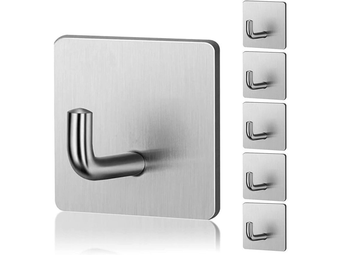 Ganchos Autoadhesivos E Impermeables Sin Necesidad De Taladrar, Para Cocina, Baño Y Oficina. Paquete De 6 Unidades.