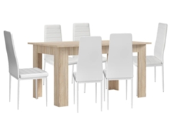 Pack Mesa de Comedor o Cocina Cambria 6 Sillas en Polipiel/metal Blanco SALDOSYSTOCKS