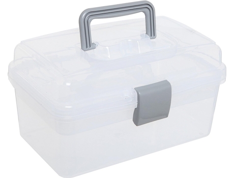 Caja de almacenamiento portátil multiusos de color gris transparente, caja de costura de plástico, caja de herramientas, botiquín de primeros auxil...