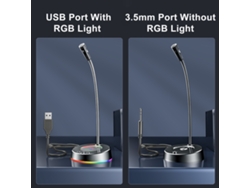 Microfone De Mesa Usb Sada Mk08 Plug Play Omnidirecional Com Luz Rgb Para Gravação E Jogos