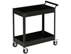 Carro de herramientas de acero VELTRIX, 2 niveles, 84,5 x 38 x 84 cm, negro.