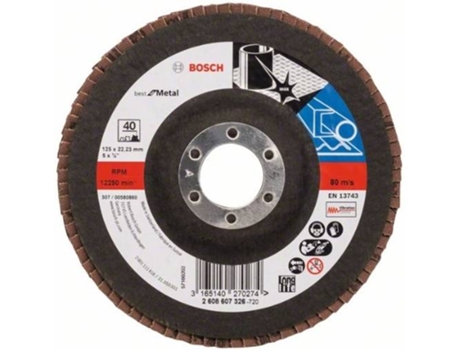 Disco de Lija BOSCH en Lamelas X571 - Best para Metal D= 125 mm; G= 40 - Recto