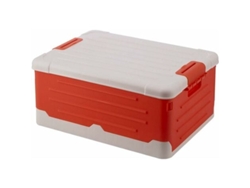 Caja de almacenamiento plegable apilable con tapa, ideal para casa, hotel y viajes. (Naranja)
