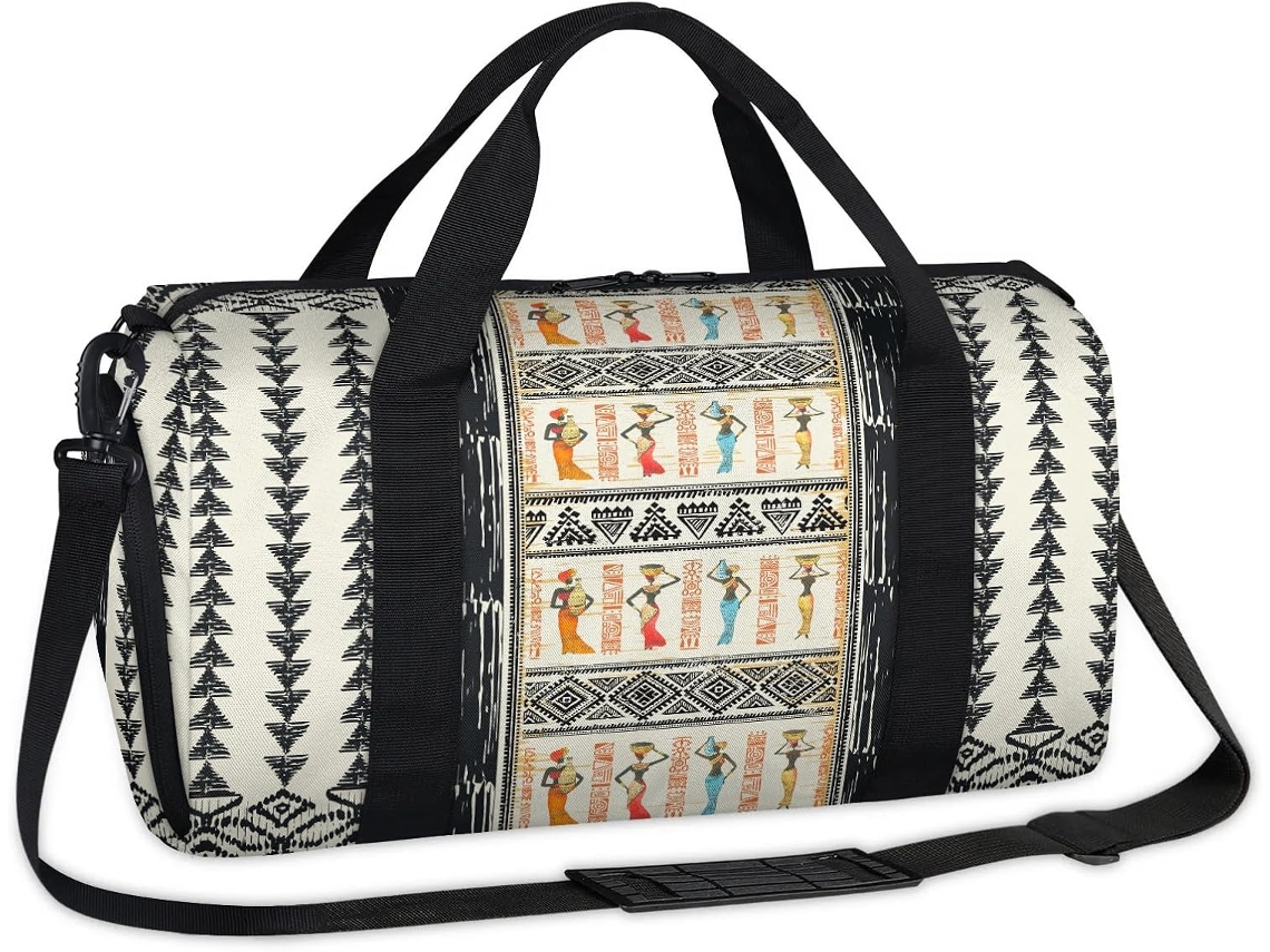 Bolso Deportivo Estampado Étnico Africano Para Mujer Bolso Fin Semana Mano Informal Viaje Niños Niñas