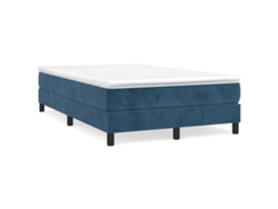 Cama Box Spring Con Colchón Terciopelo Azul Oscuro 120x190 Cm
