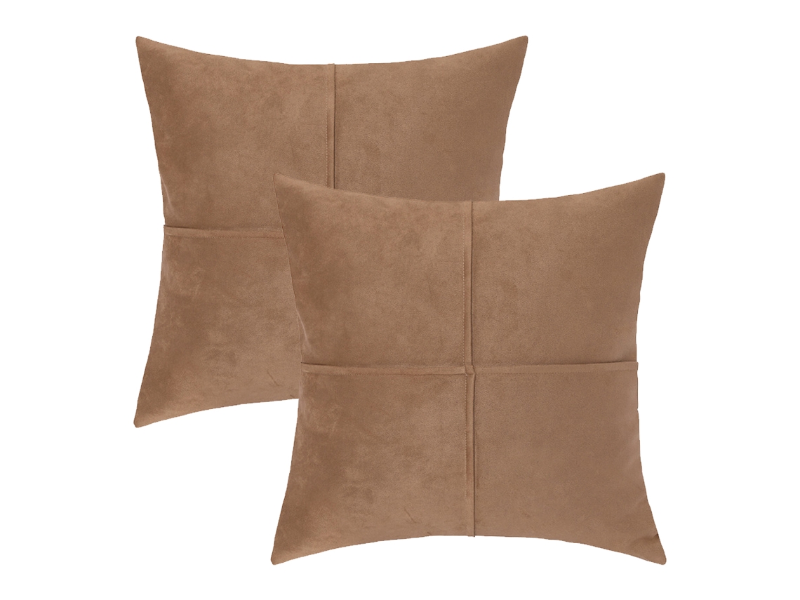 Juego De 2 Fundas De Almohada De Piel Sintética, 45,7 X 45,7 Cm