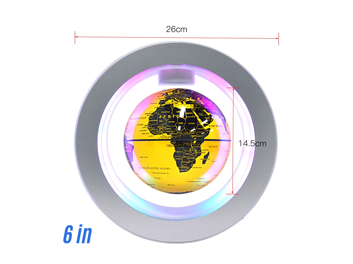 Globo Terráqueo Flotante Con Luz Led, 15 Cm, Levitación Magnética, Mapa Del Mundo, Ideal Para Regalo Y Decoración.