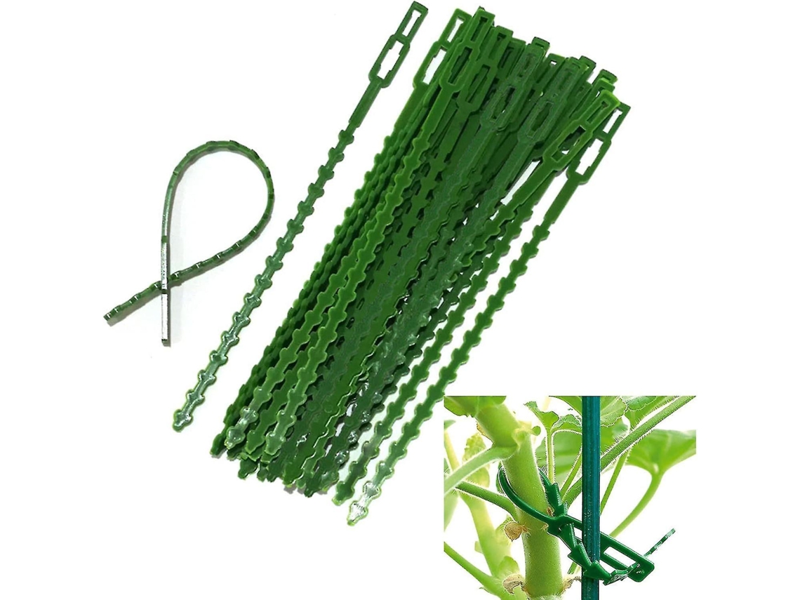 50 Ataduras Ajustables Para Plantas, 17cm Flexibles De Plástico Verde, Ataduras De Jardín Sxq