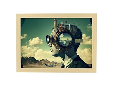 NACNIC Poster Mente Urbana En Estilo Surrealismo Cinematográfico Ilustraciones Y Grabados De Historieta Abstracta Y Artística A3 Marcos Madera