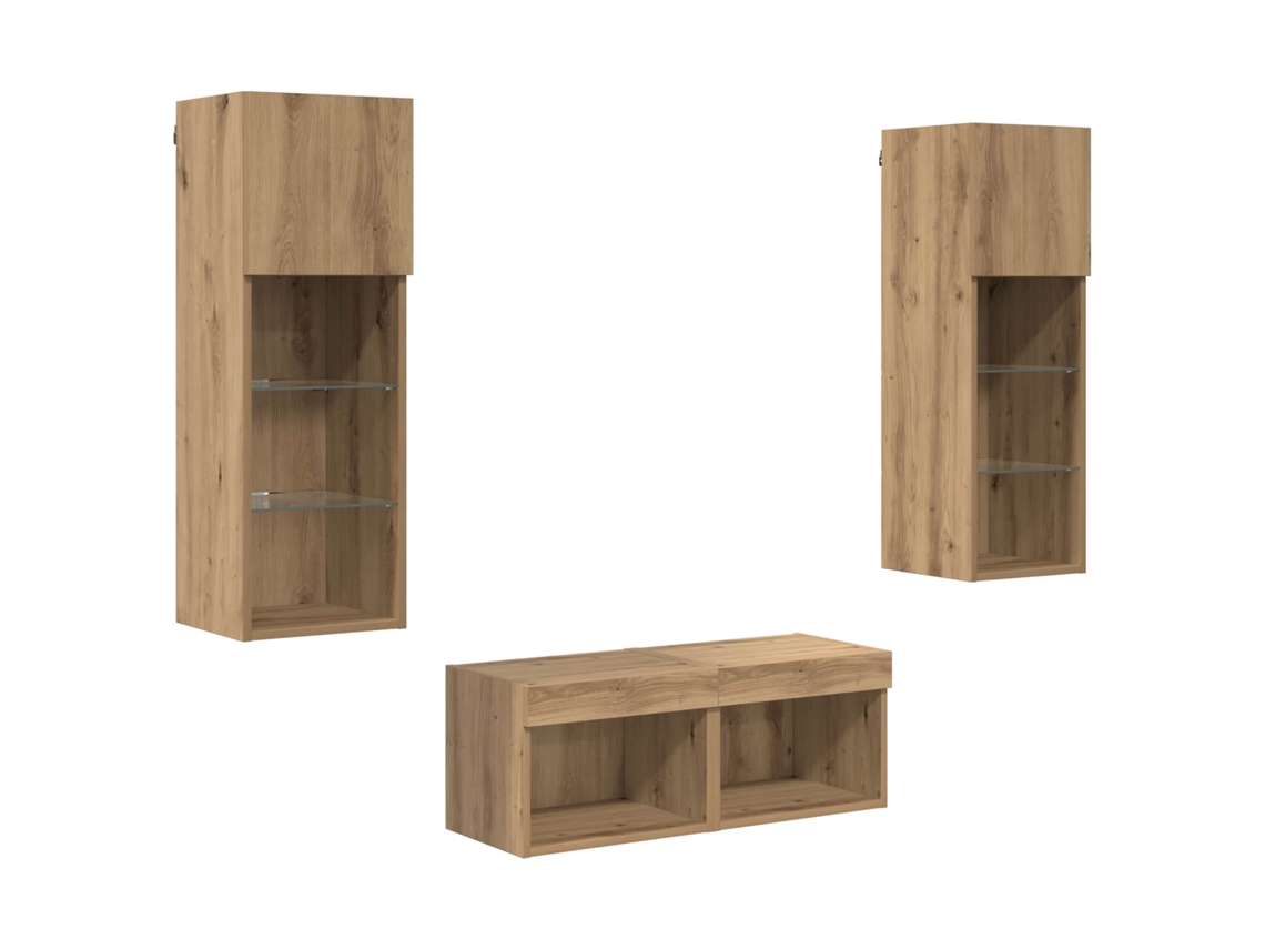 Maison Exclusive - Gabinetes De Pared Para Tv 4 Pcs Roble Negro