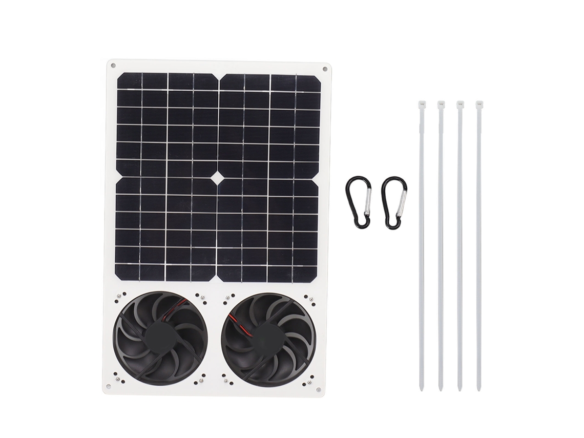2026 Store-kit De Ventilador Solar 40w Exhaust 6 Pulgadas Impermeable Doble Ventilador Para Galpones Invernaderos Sheds Portátil