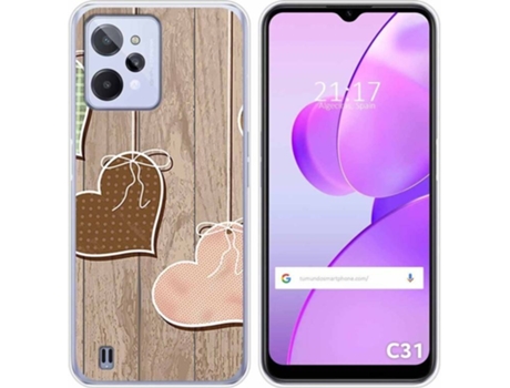 Carcasa para Realme C31 TUMUNDOSMARTPHONE Dibujos Corazones Madera Multicolor