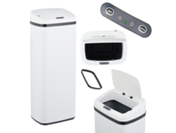 Relaxdays Cubo De Basura Cocina Con Sensor, 50 L, Tapa Eléctrica, Soporte Para Bolsas, Papelera Automática, Blanco
