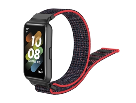 Correa de nailon ajustable cierre de lazo para Huawei Band 7 - negro/rojo