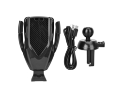 Carregador Sem Fio Para Carro Com Suporte 10w/7.5w/5w Reconhecimento Automático 360° Rotação Preto