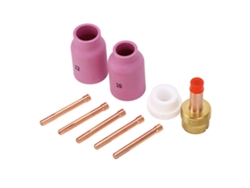 Kit De 9 Piezas De Boquillas Para Soldadura Tig Con Chaleco Y Accesorios Para Antorchas Wp 17, 18 Y 26 En Cobre Y Ptfe.