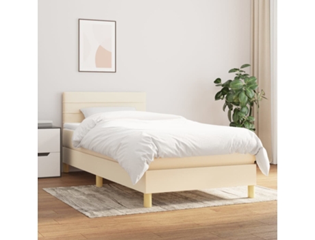 Cama con somier VIDAXL (Beige - Tela - 193 x 90 x 88 cm)