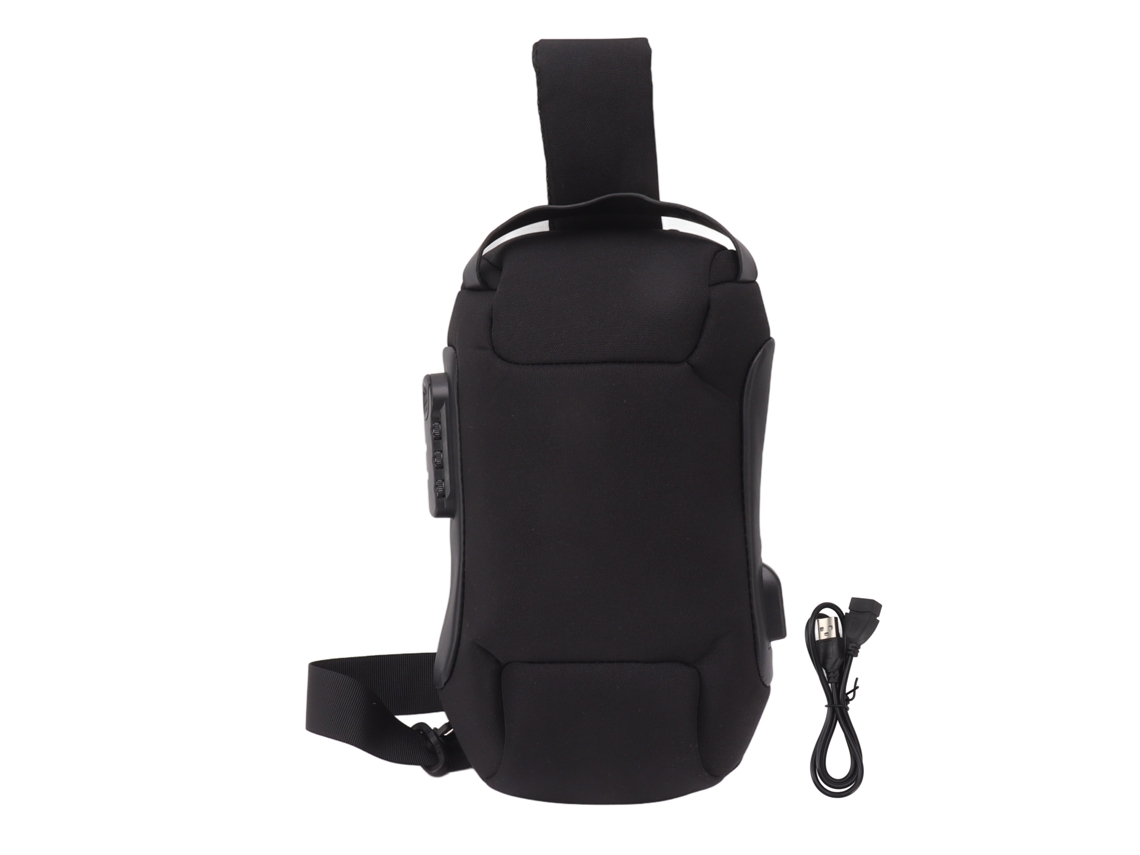 Bolsa De Cámara De Lona Alta Densidad Impermeable Con Candado De Contraseña Y Correa Ancha Para Viajes Negro