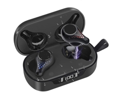 Auriculares AUJEZON Estéreo Impermeables Bluetooth Sin Micrófonos Incorporados Control Táctil Horas Negro