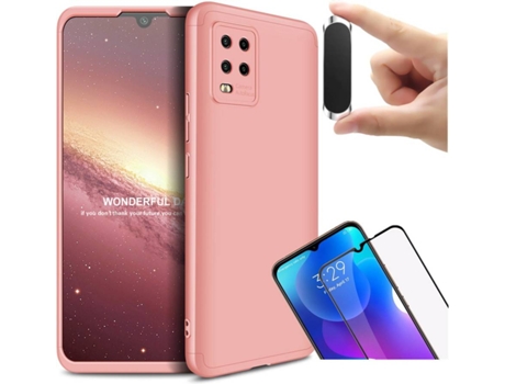 Kit Funda, Protector y Soporte Xiaomi Mi 10 Lite Slim Armor 360º Rosa