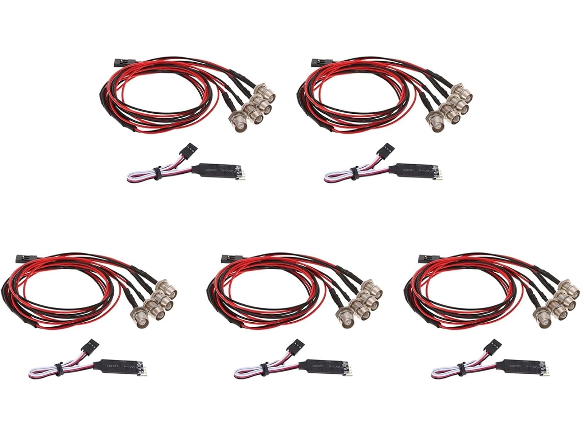 5x 4 Iluminación Led 2 Blanco Rojo Con Panel De Control Lámpara De 3 Canales Para 1/10 1/8 Trx4 Axial Scx10