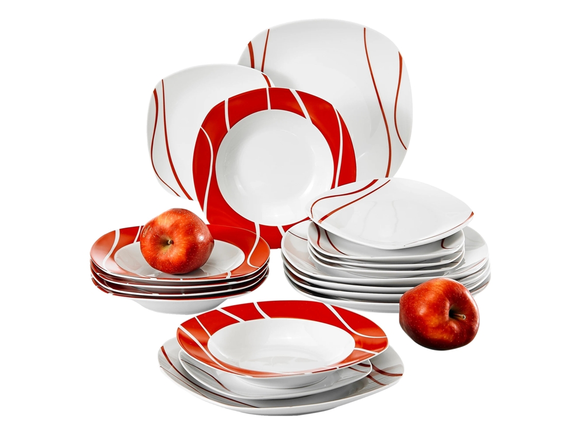 Juego de vajilla de porcelana de 18 piezas para 6 personas, diseño ecológico, 18 piezas OEM