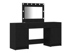 Mesa Tocador | Mesa De Vestidor Con Cajón 3 Uds Negro Madera De Ingeniería