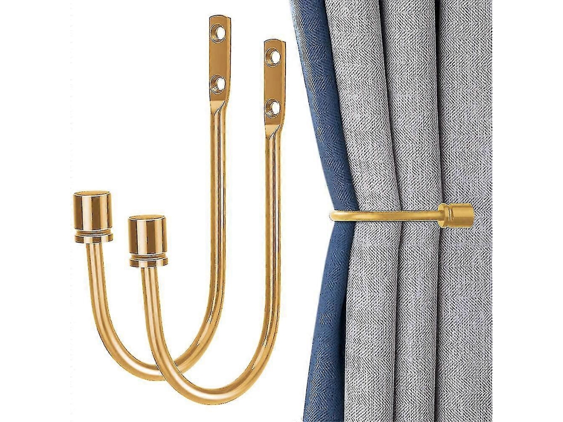 Rebe-2 Brazos De Sujeción De Metal Para Cortinas De Pared U Forma Instalación Fácil Diseño Moderno Negro Azabache