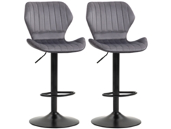 Juego De 2 Taburetes Altos Con Altura Regulable Y Asiento Ergonómico De Color Gris.