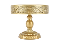 Soporte dorado para carteles con diseño adecuado para fiestas y exhibición de dulces.